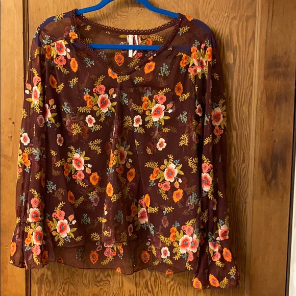 Anthropologie Embroidered Mesh Blouse - Picture 1 of 5